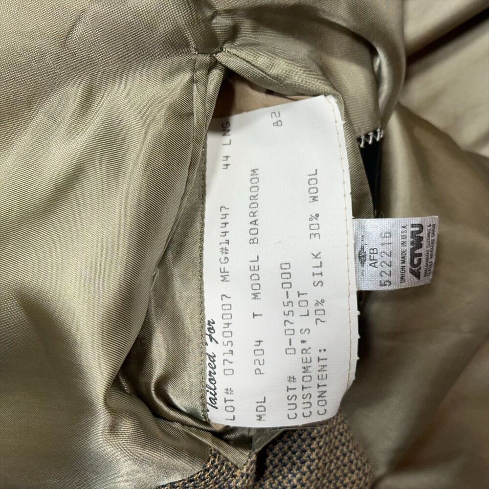 Vintage Hickey Freeman 44L Silk Wool Sport Coat Blazer Brown USA Union Made - Picture 4 of 13